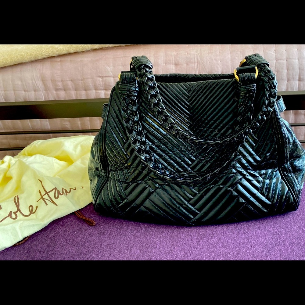 Cole Haan leather quilted patent bag